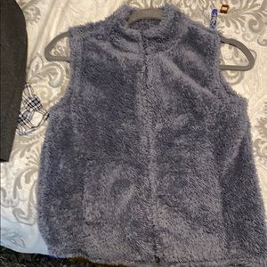 Old Navy fuzzy Grey zip up vest